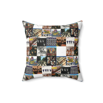 The Beatles Album Cover Collage Spun Polyester Square Pillow