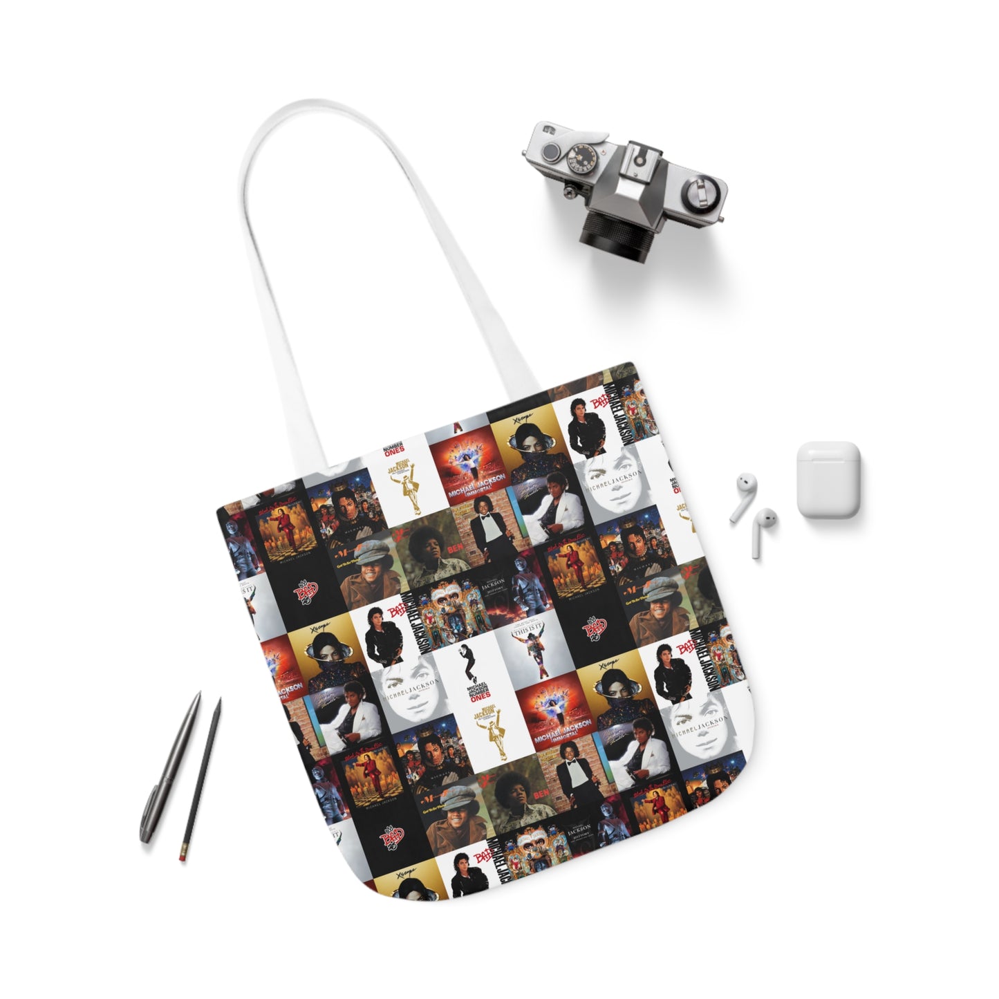 Michael Jackson Album Cover Collage Polyester Canvas Tote Bag