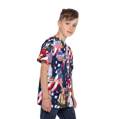 Donald Trump 2024 MAGA Montage Kids Sports Jersey