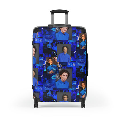 Timothee Chalamet Cool Blue Collage Suitcase