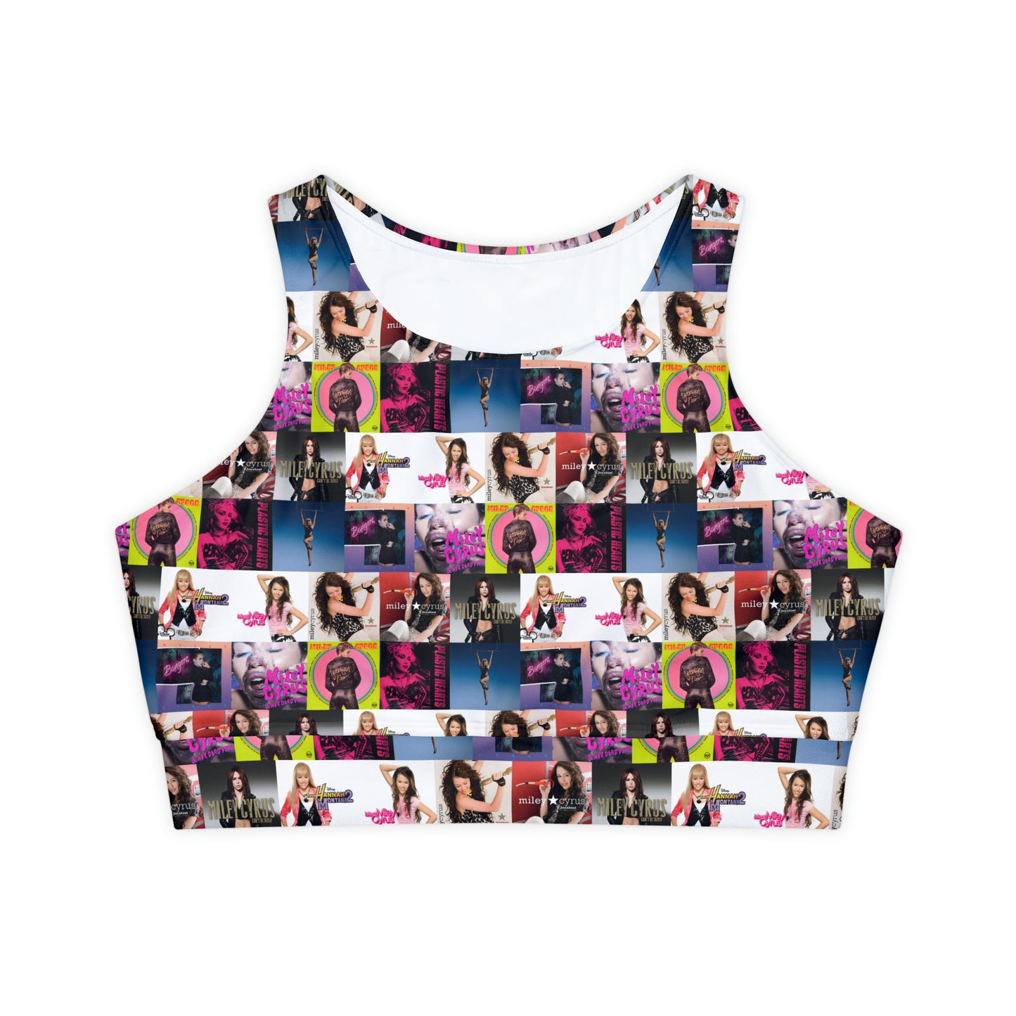 Miley Cyrus Album Cover Collage Fully Lined Padded Sports Bra