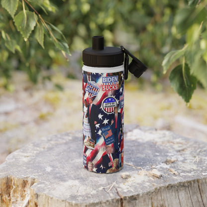 Donald Trump 2024 MAGA Montage Stainless Steel Water Bottle with Sports Lid