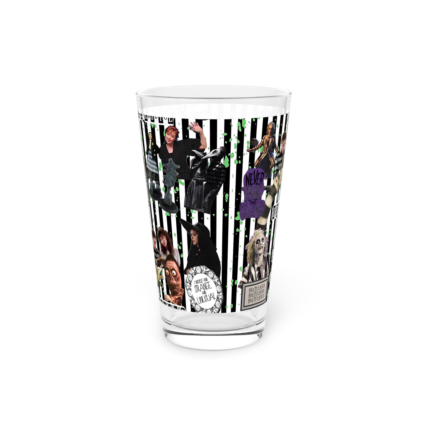 Beetlejuice Strange And Unusual Collage Pint Glass