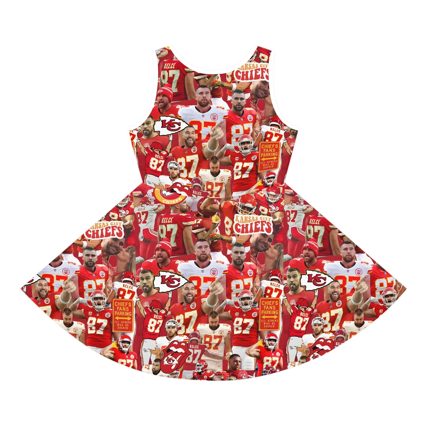 Travis Kelce Chiefs Red Collage Girls' Sleeveless Sundress