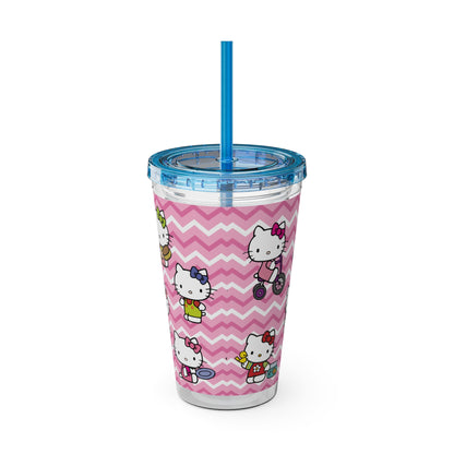 Hello Kitty Playtime Collage Sunsplash Tumbler with Straw