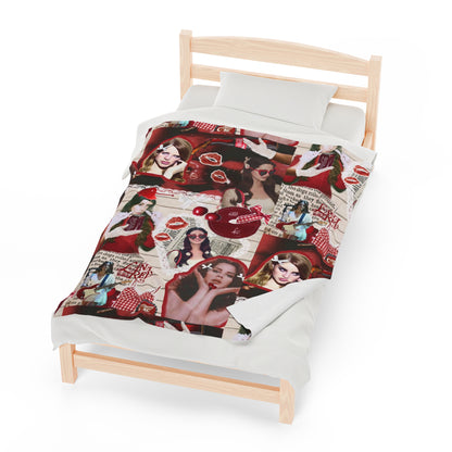 Lana Del Rey Cherry Coke Collage Velveteen Plush Blanket