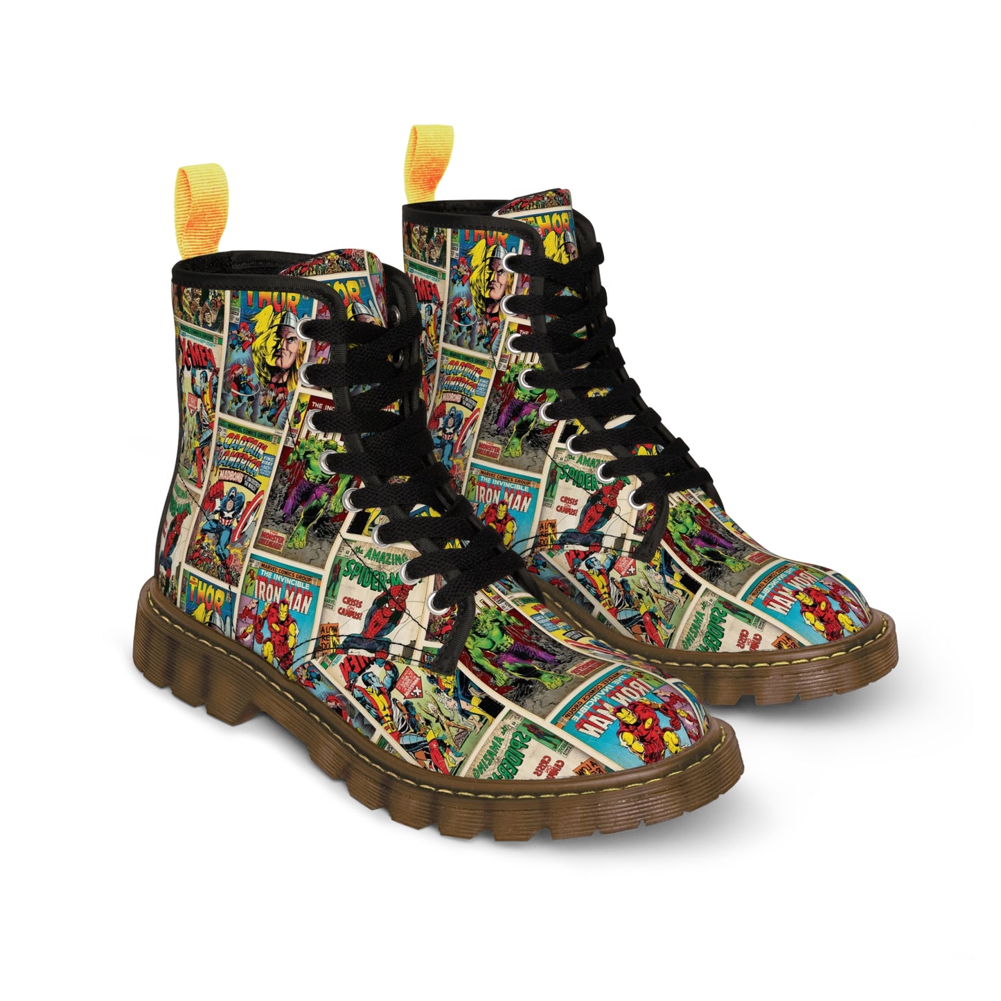 Marvel Comic Book Cover Collage Women's Canvas Boots