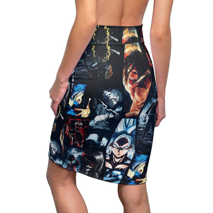 Anime Hero Montage Women's Pencil Skirt