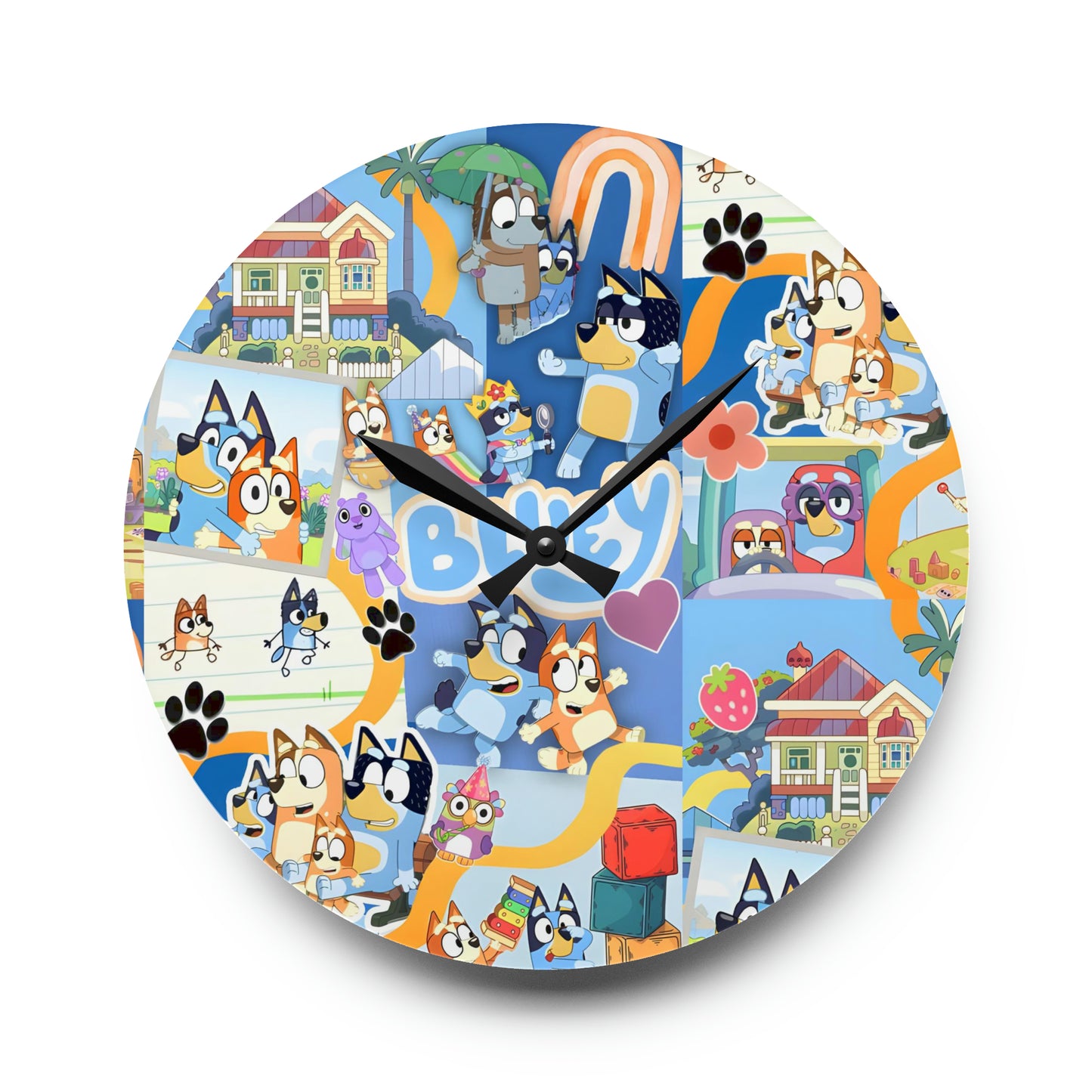 Bluey Playtime Collage Acrylic Wall Clock