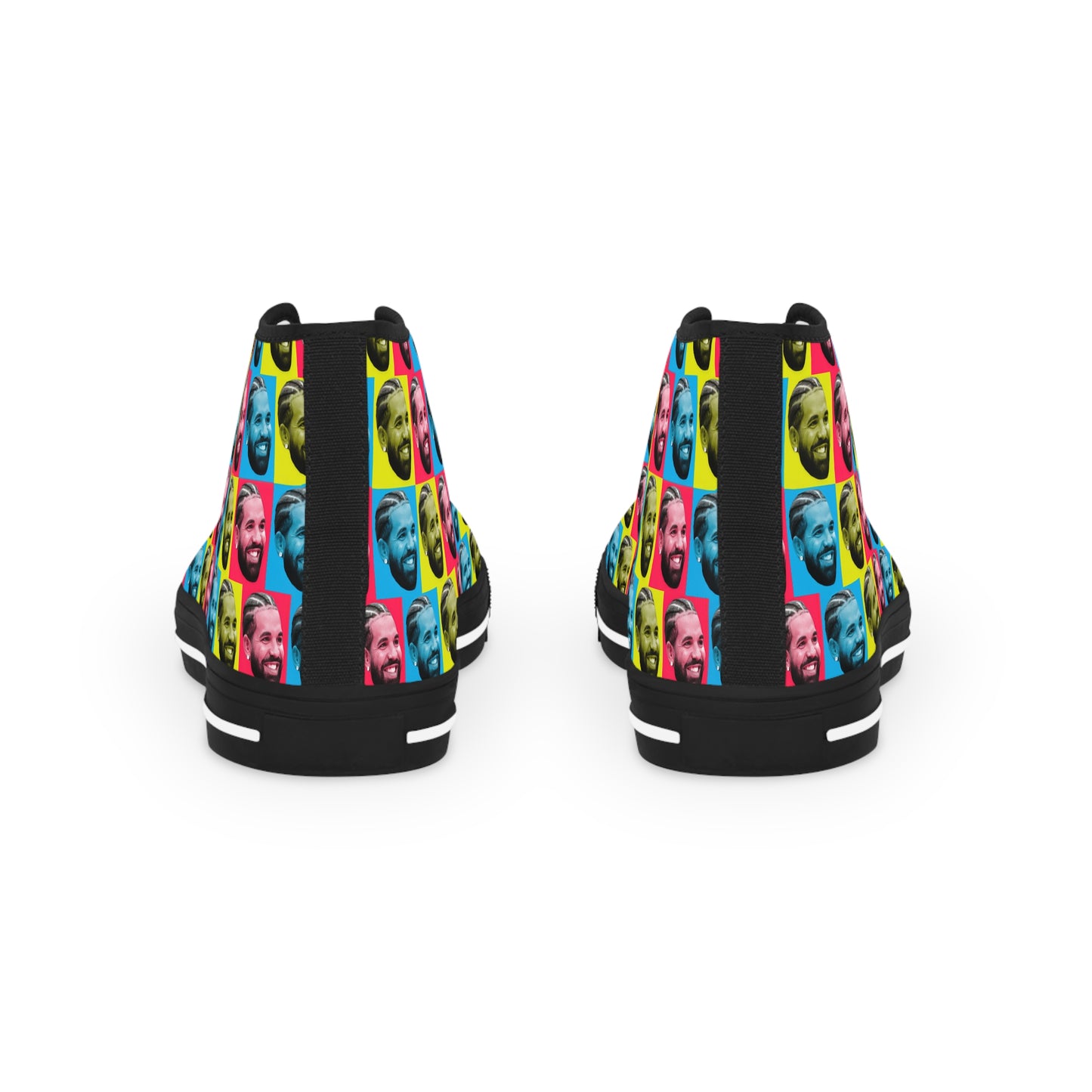 Drake Colored Checker Faces Men's High Top Sneakers