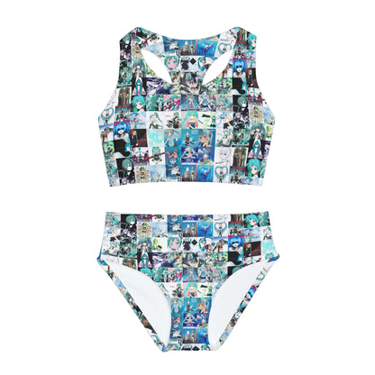 Hatsune Miku Album Cover Collage Girls Two Piece Swimsuit