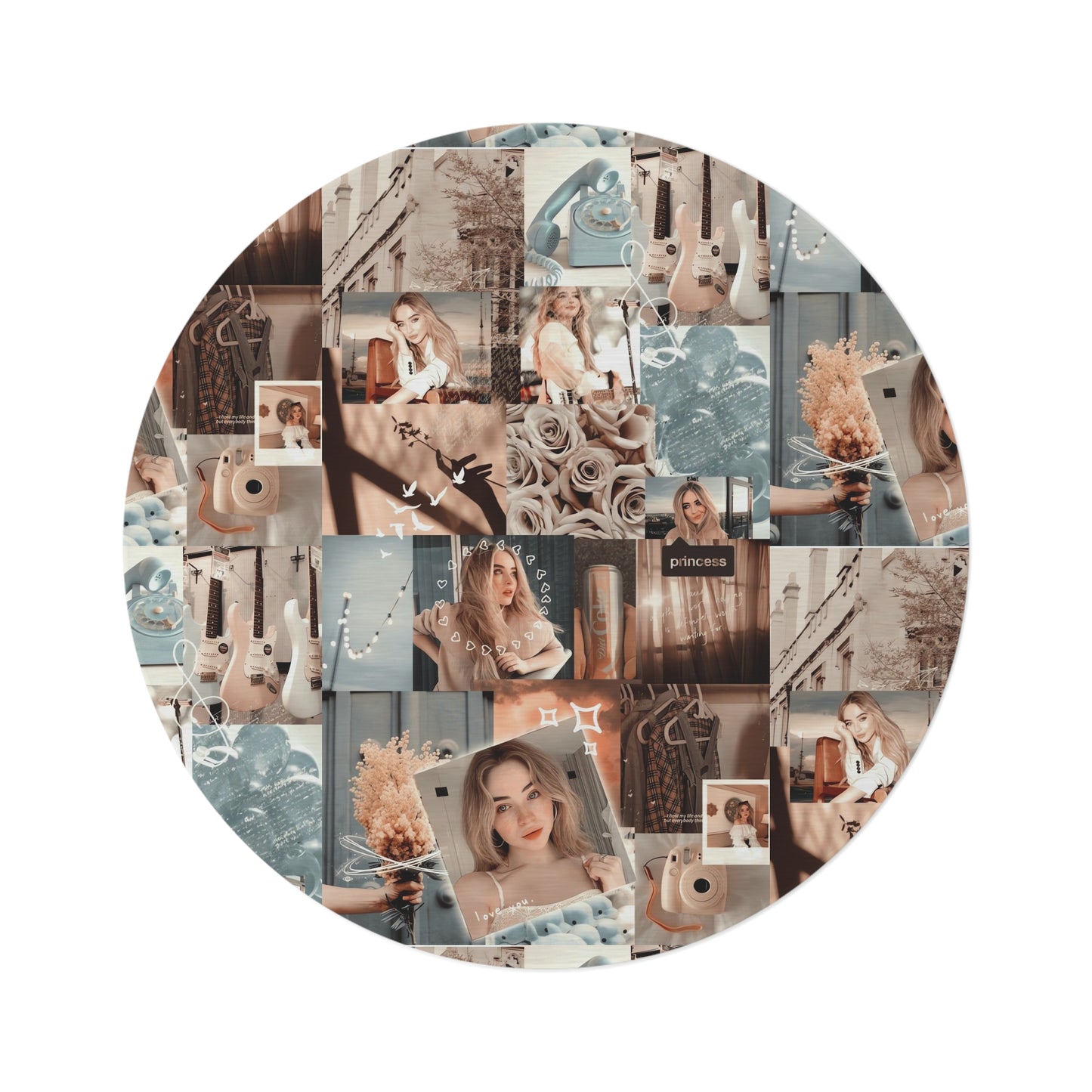 Sabrina Carpenter Peachy Princess Collage Round Rug