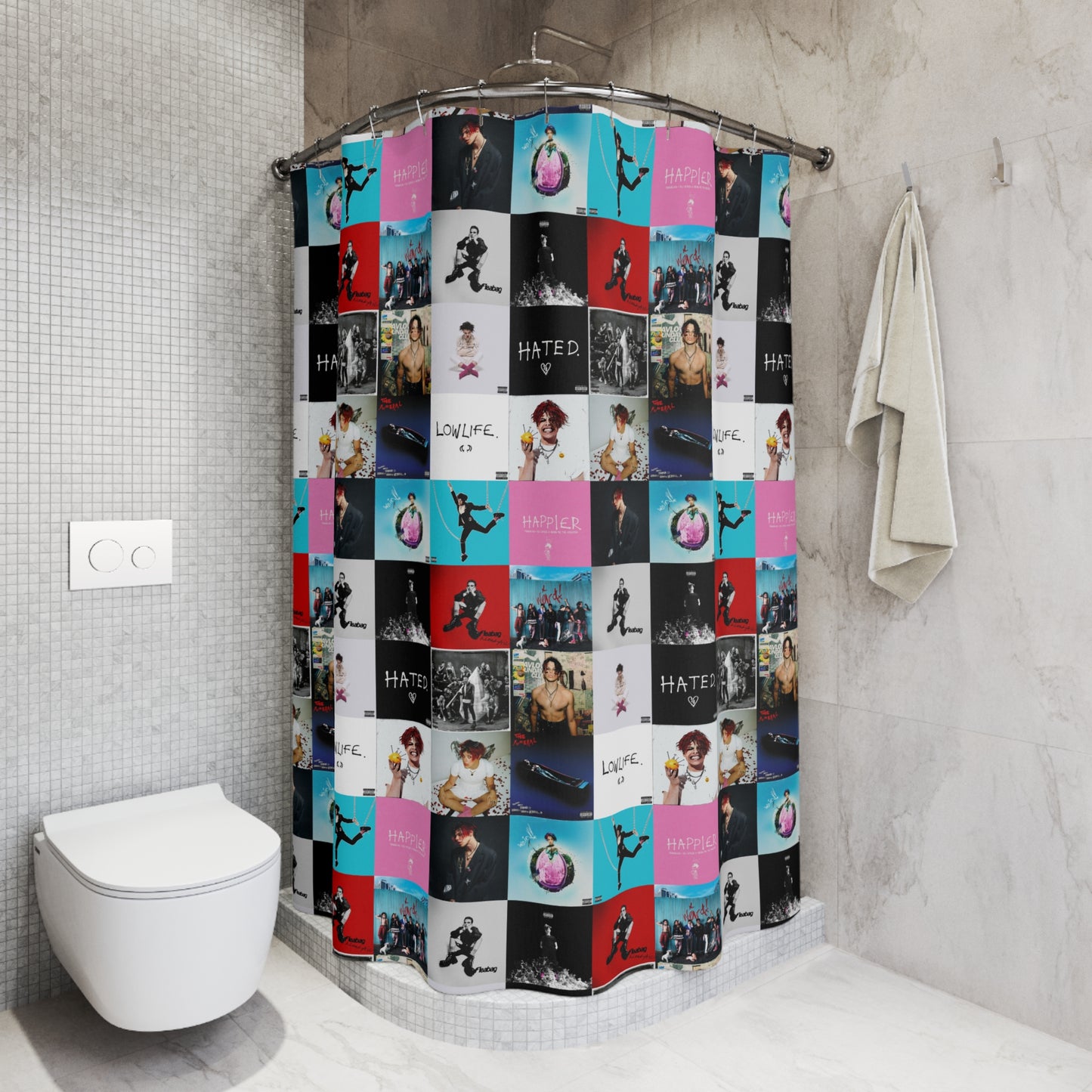 YUNGBLUD Album Cover Art Collage Polyester Shower Curtain