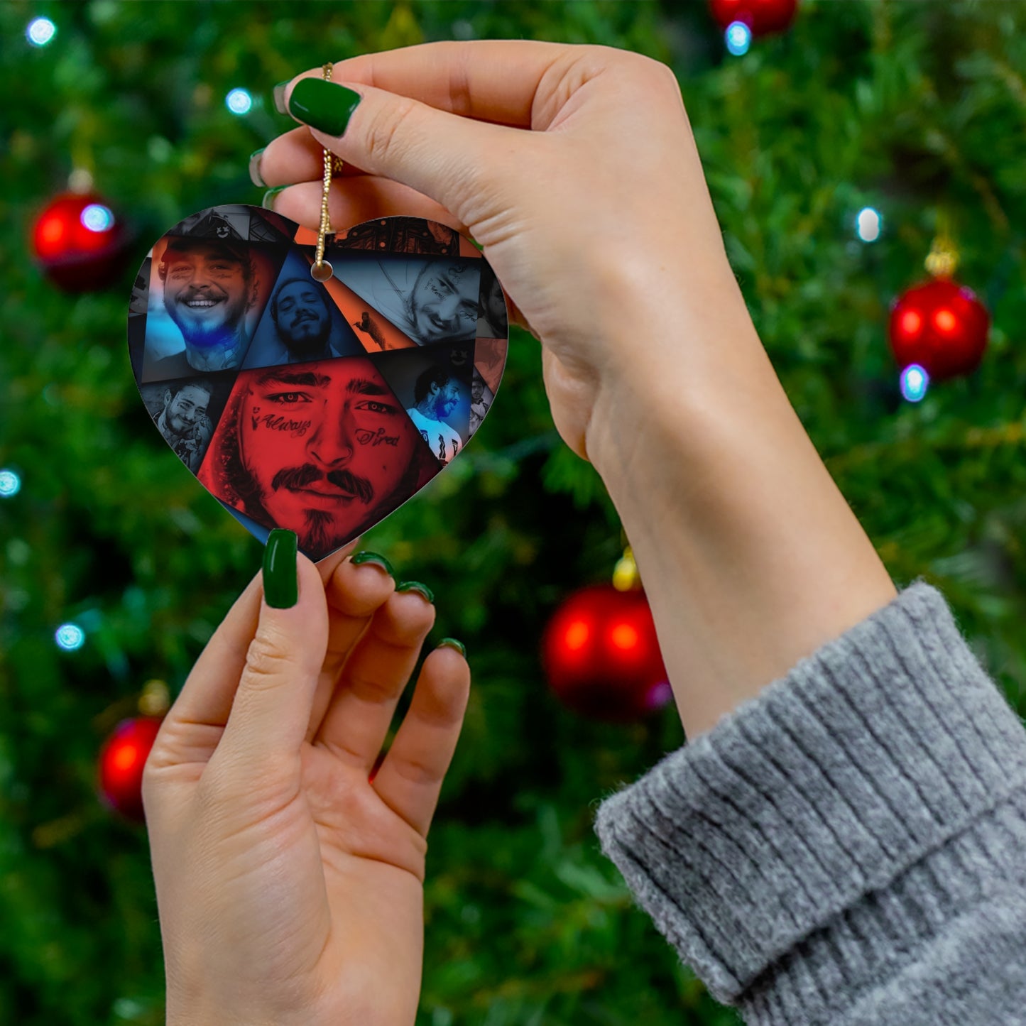 Post Malone Crystal Portaits Collage Ceramic Ornament