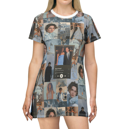 Timothee Chalamet And Zendaya Best Friend Collage T-Shirt Dress