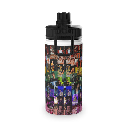 Harry Styles Rainbow Photo Collage Stainless Steel Sports Lid Water Bottle