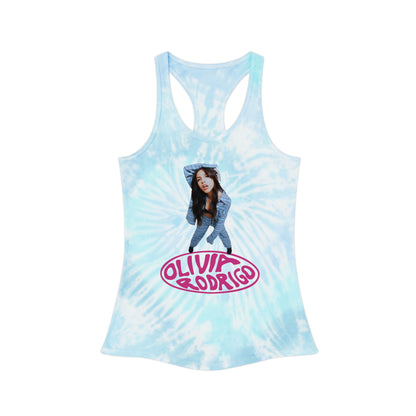 Olivia Rodrigo Look Up Pose Logo Tie Dye Racerback Tank Top