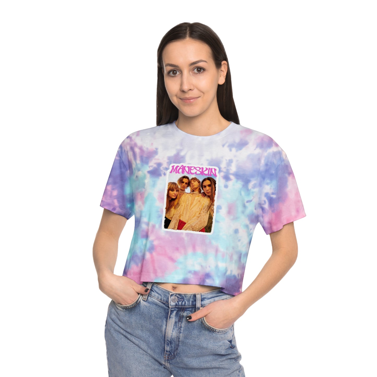 Måneskin Group Photo Women's Tie-Dye Crop Tee