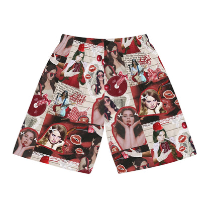 Lana Del Rey Cherry Coke Collage Basketball Shorts