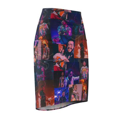 Post Malone Lightning Photo Collage Women's Pencil Skirt