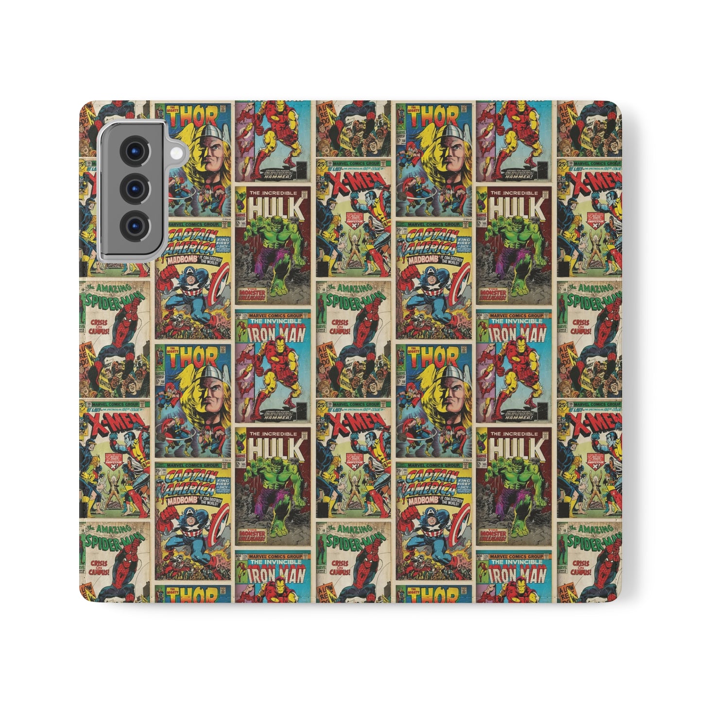 Marvel Comic Book Cover Collage Phone Flip Case