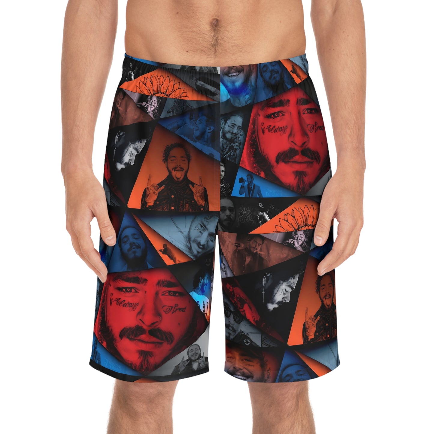 Post Malone Crystal Portraits Collage Men's Board Shorts