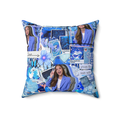 Olivia Rodrigo Blue Aesthetic Collage Spun Polyester Square Pillow