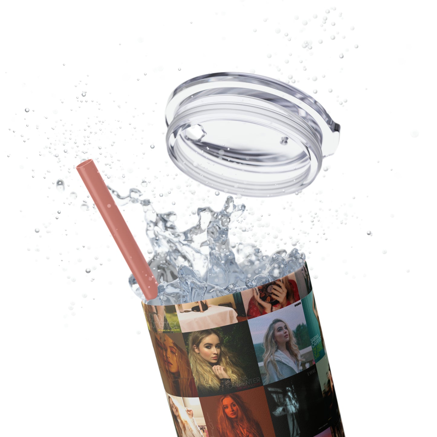 Sabrina Carpenter Album Cover Collage Skinny Tumbler with Straw