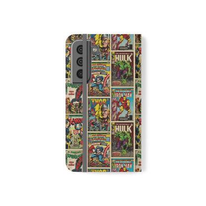 Marvel Comic Book Cover Collage Phone Flip Case