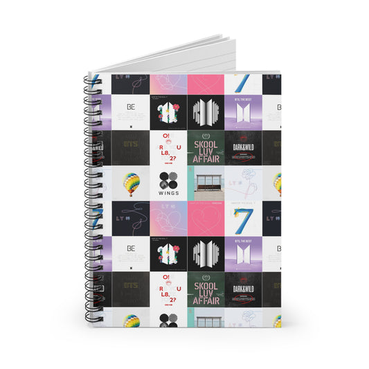 BTS Album Cover Art Collage Ruled Line Spiral Notebook