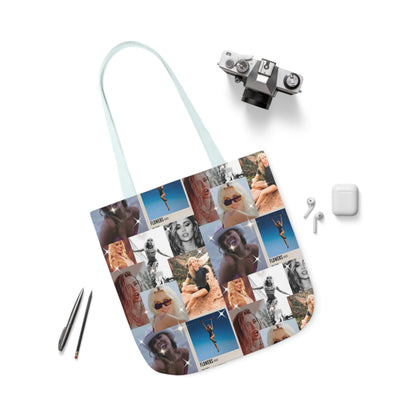 Miley Cyrus Flowers Photo Collage Polyester Canvas Tote Bag