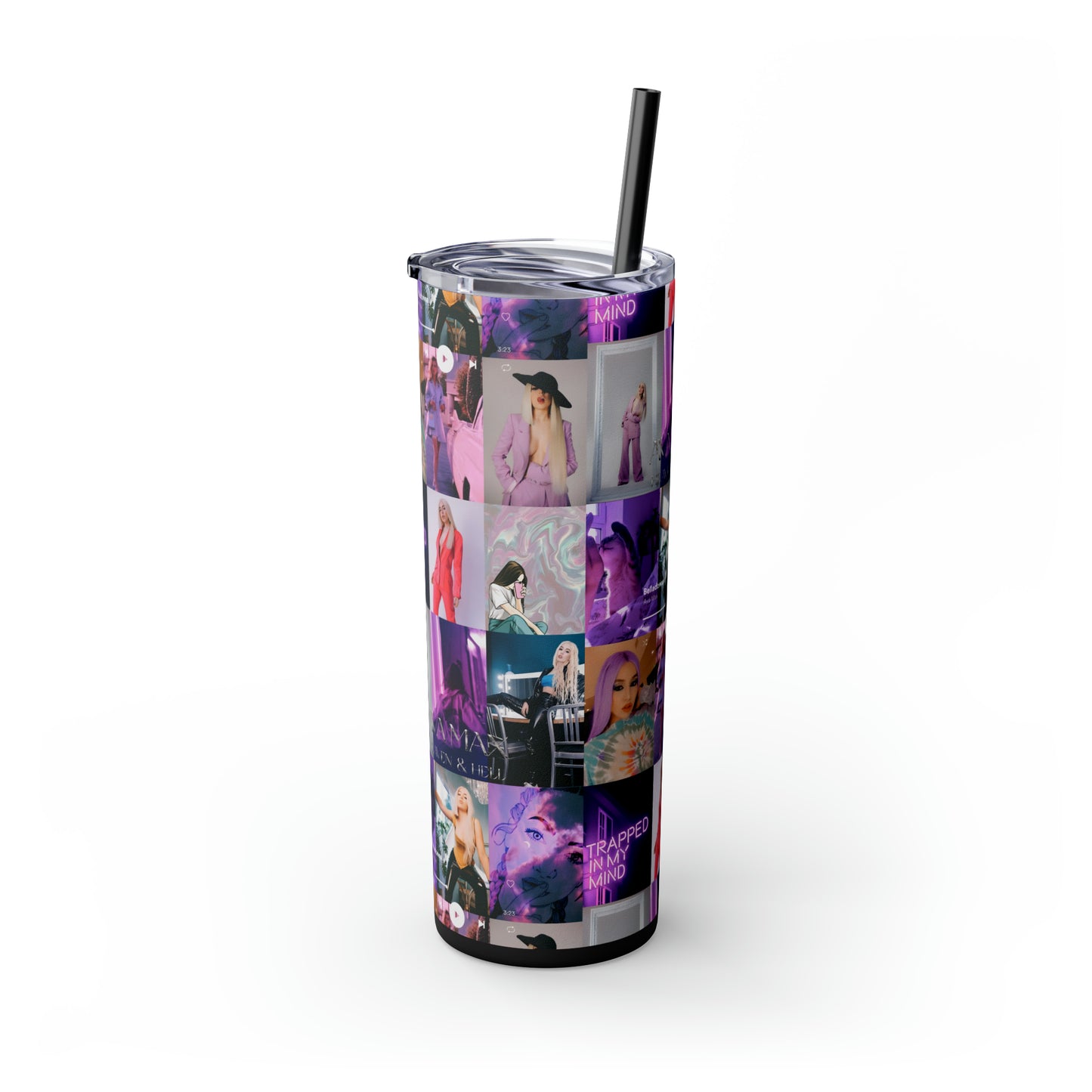 Ava Max Belladonna Photo Collage Skinny Tumbler with Straw