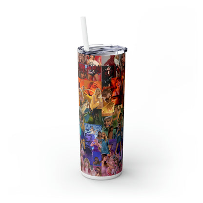 Taylor Swift Rainbow Photo Collage Skinny Tumbler with Straw