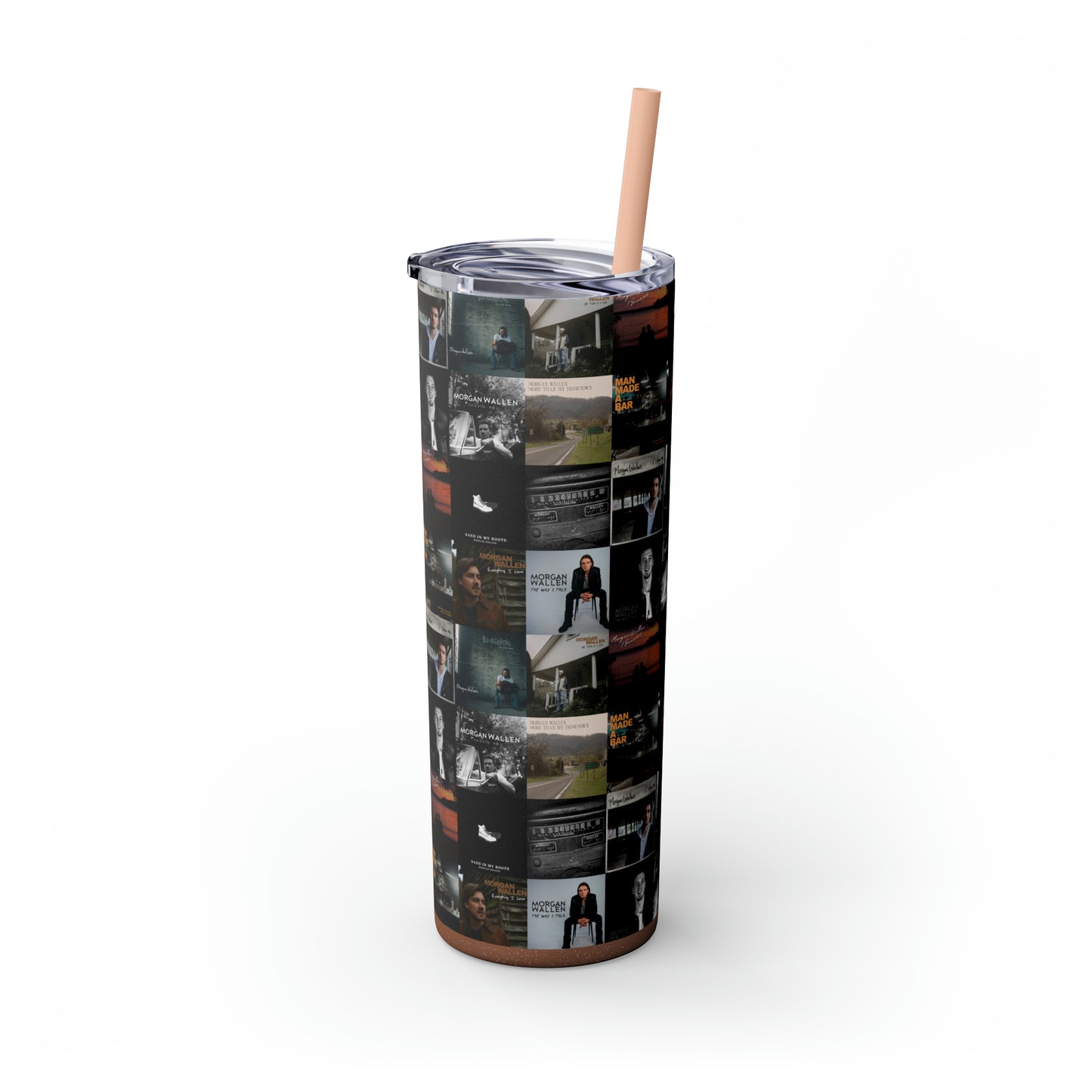 Morgan Wallen Album Cover Collage Skinny Tumbler with Straw