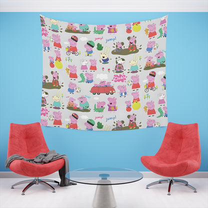 Peppa Pig Oink Oink Collage Printed Wall Tapestry