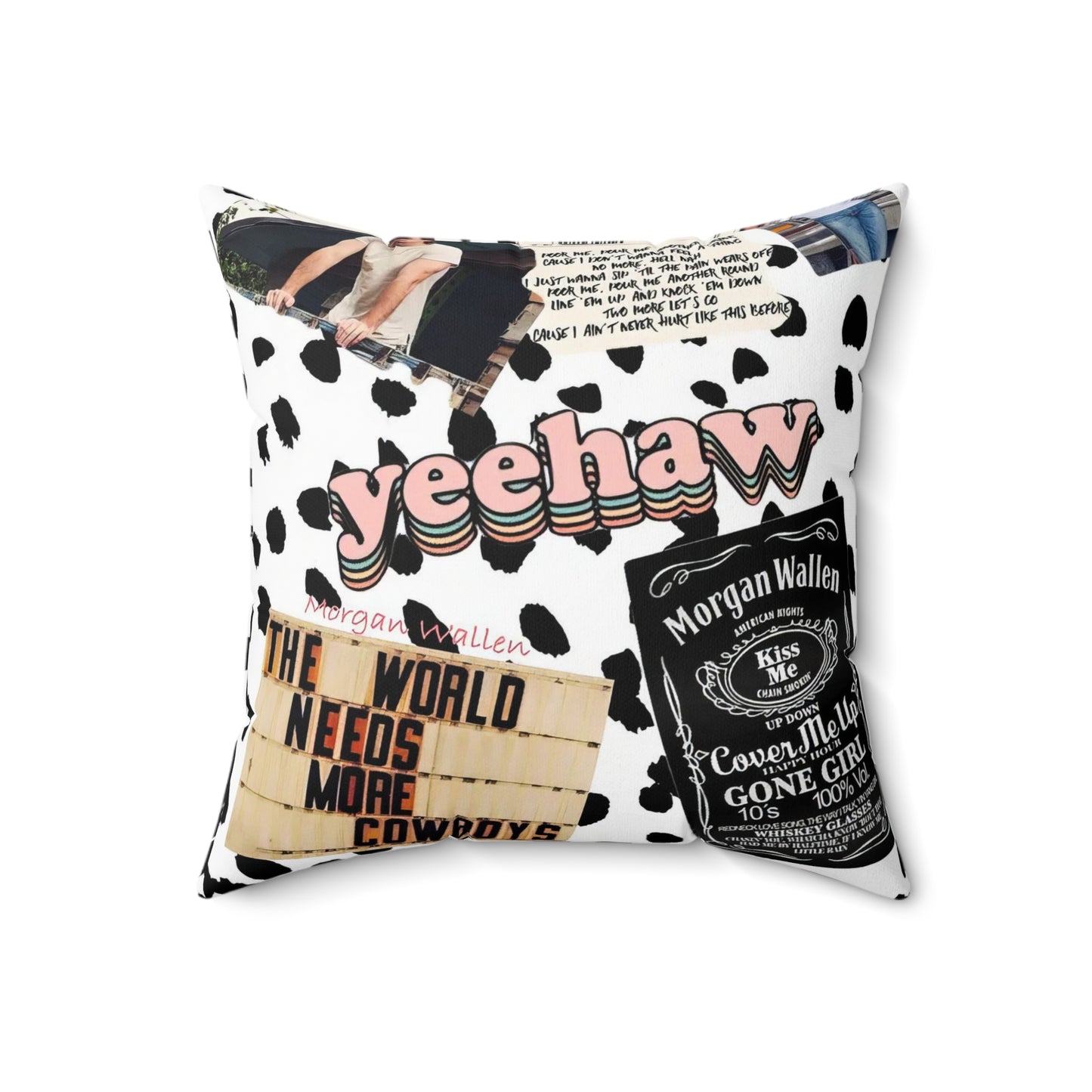 Morgan Wallen Yeehaw Collage Spun Polyester Square Pillow