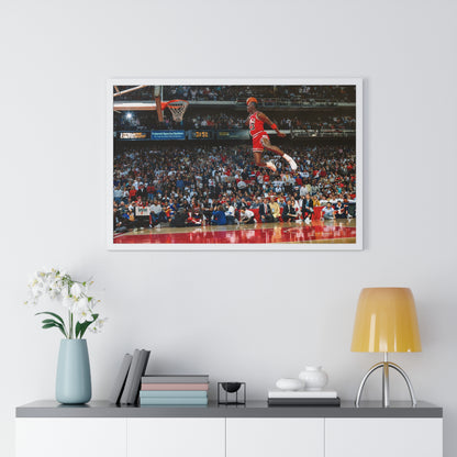 Michael Jordan Free Throw Line Slam Dunk Premium Framed Horizontal Poster