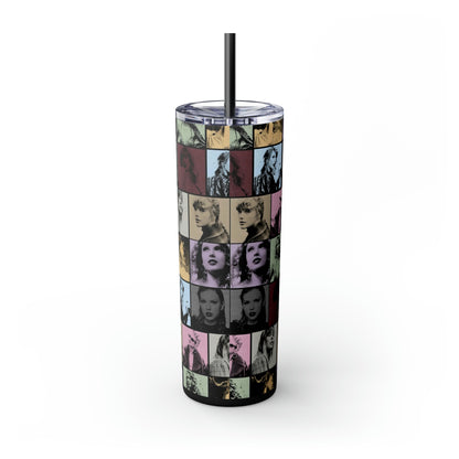 Taylor Swift Eras Collage Skinny Tumbler with Straw