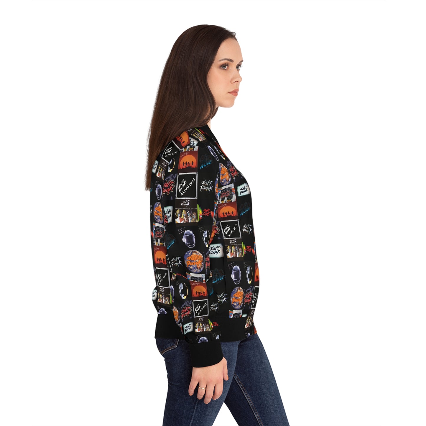 Daft Punk Album Cover Art Collage Women's Bomber Jacket