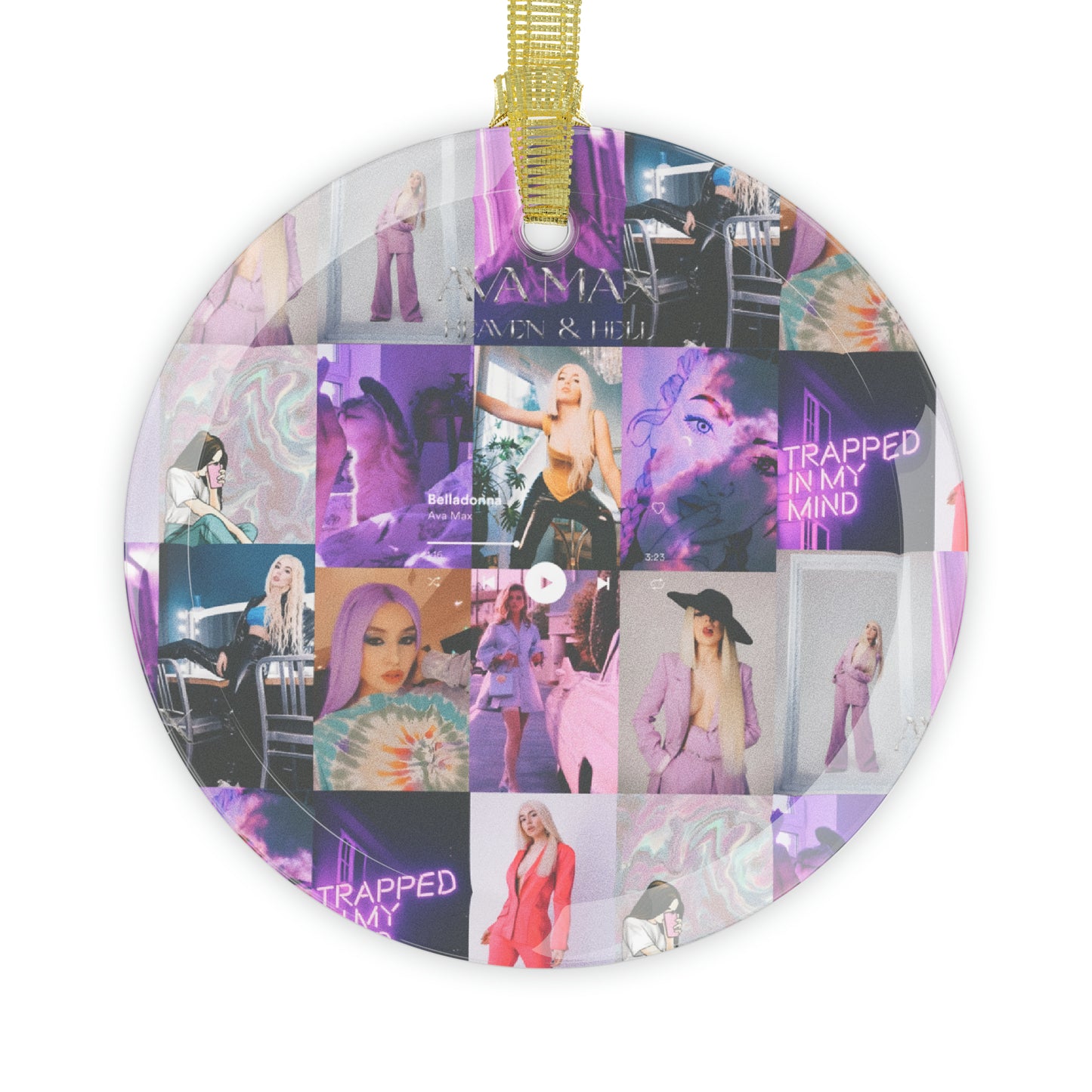 Ava Max Belladonna Photo Collage Glass Ornaments