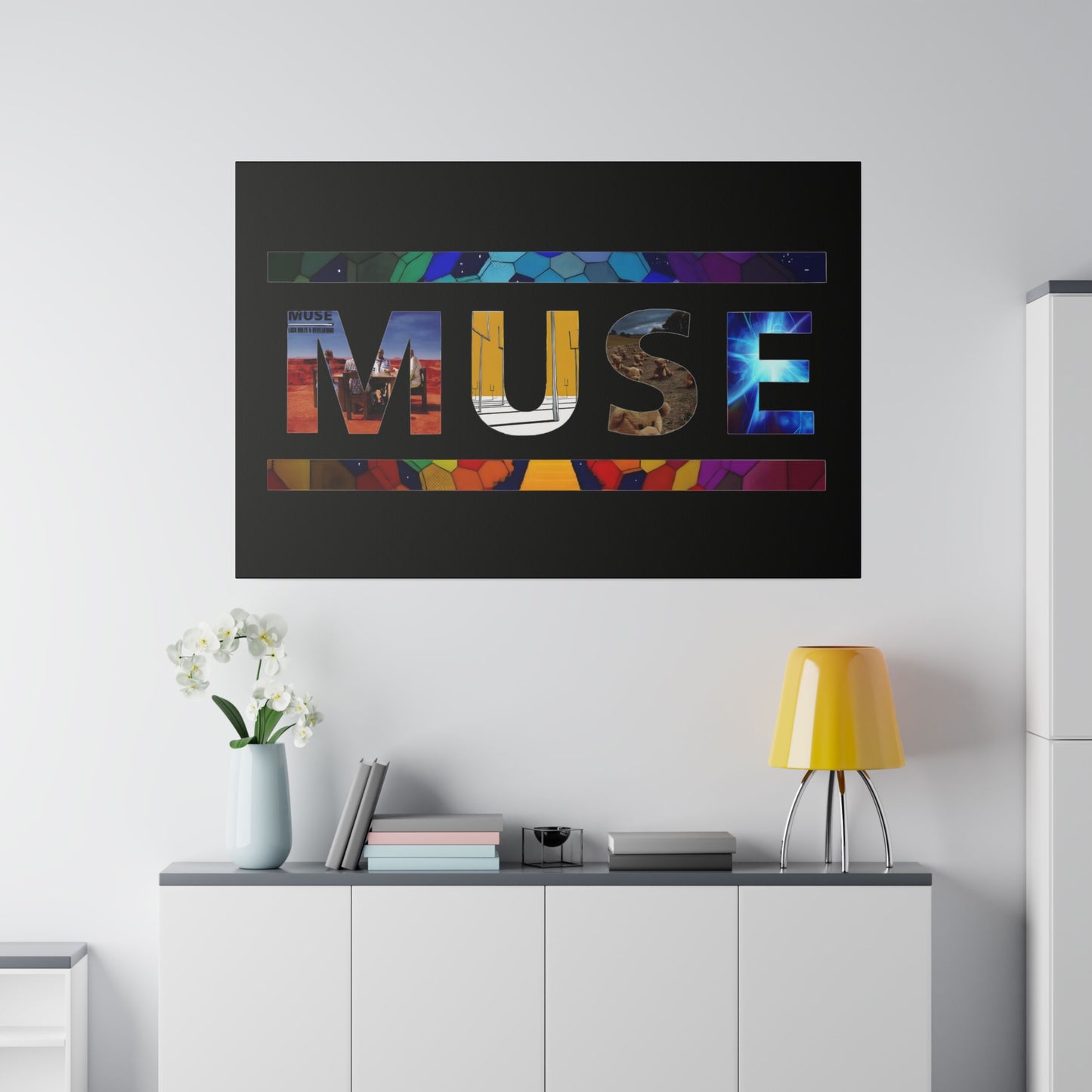 Muse Album Art Letters Thin Matte Stretched Canvas