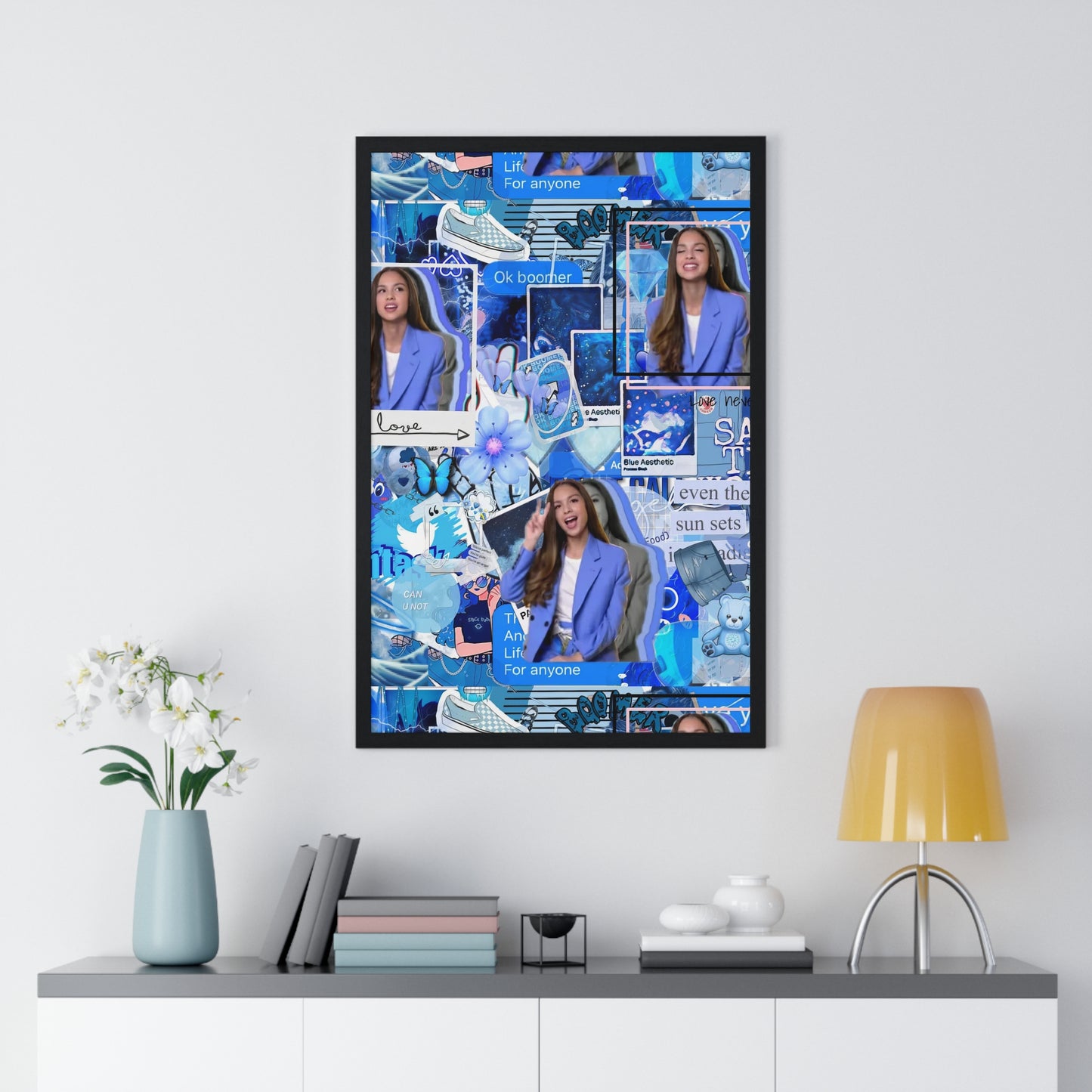 Olivia Rodrigo Blue Aesthetic Collage Framed Print