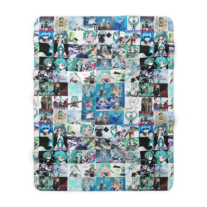 Hatsune Miku Album Cover Collage Sherpa Fleece Blanket