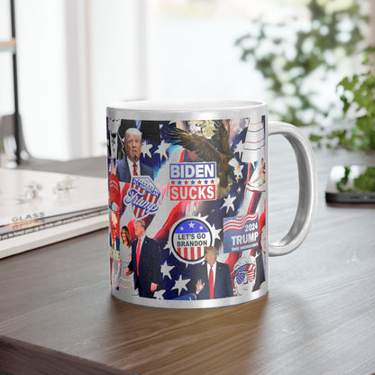 Donald Trump 2024 MAGA Montage Metallic Mug (Silver\Gold)