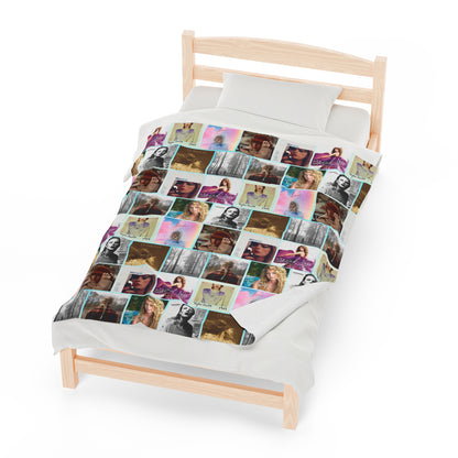 Taylor Swift Album Art Collage Pattern Velveteen Plush Blanket