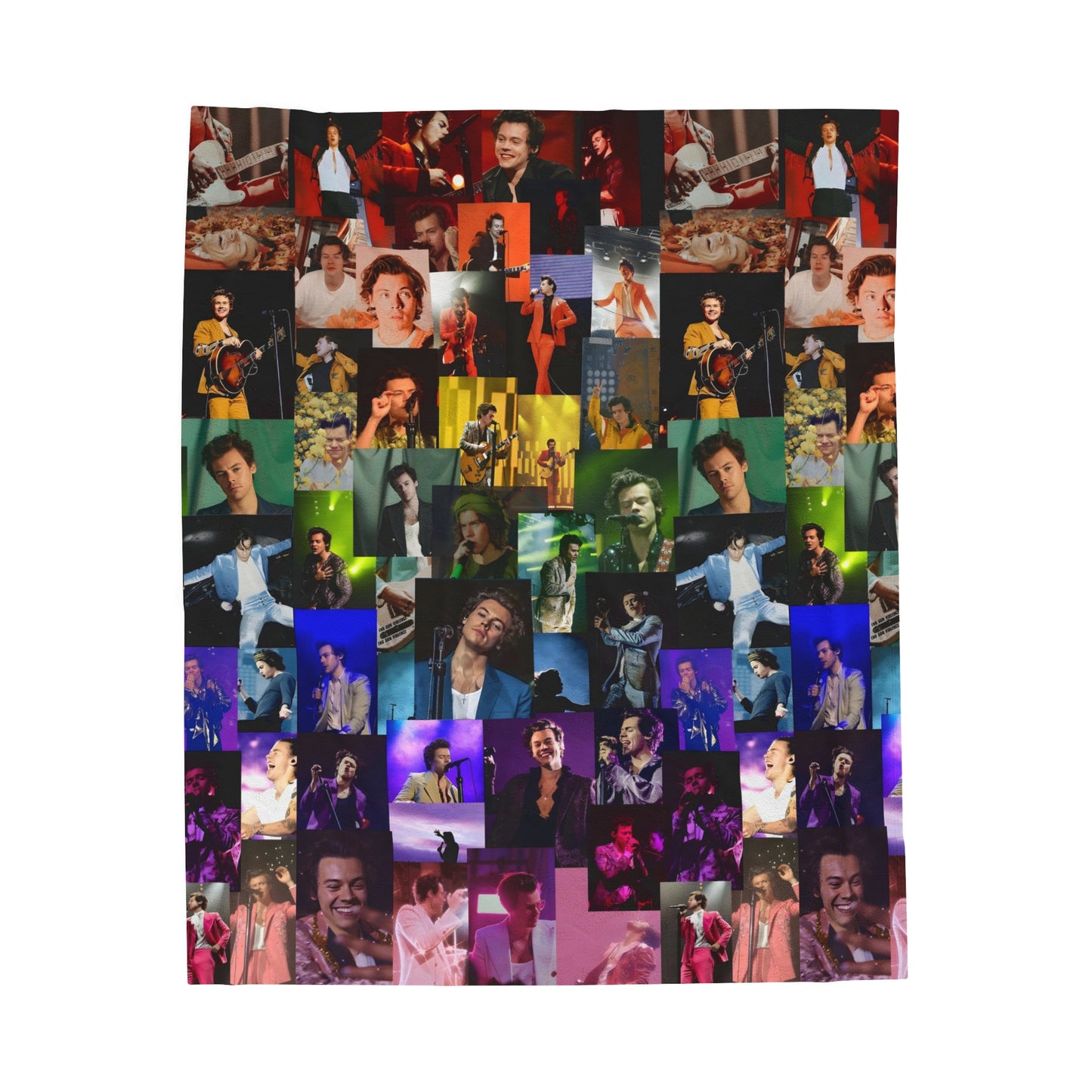 Harry Styles Rainbow Photo Collage Velveteen Plush Blanket