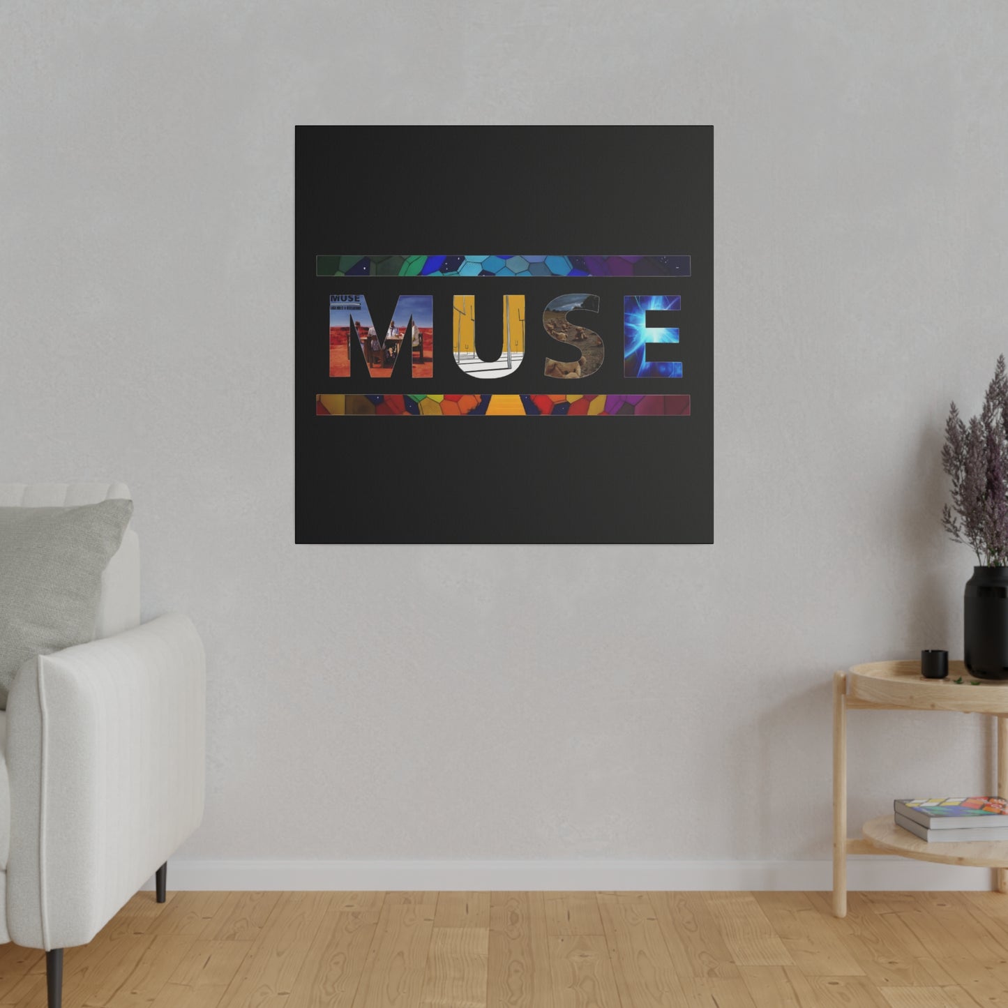 Muse Album Art Letters Thin Matte Stretched Canvas