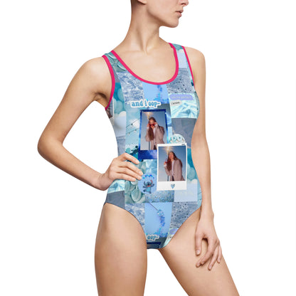 Olivia Rodrigo Light Blue Aesthetic Collage Women's Classic One-Piece Swimsuit