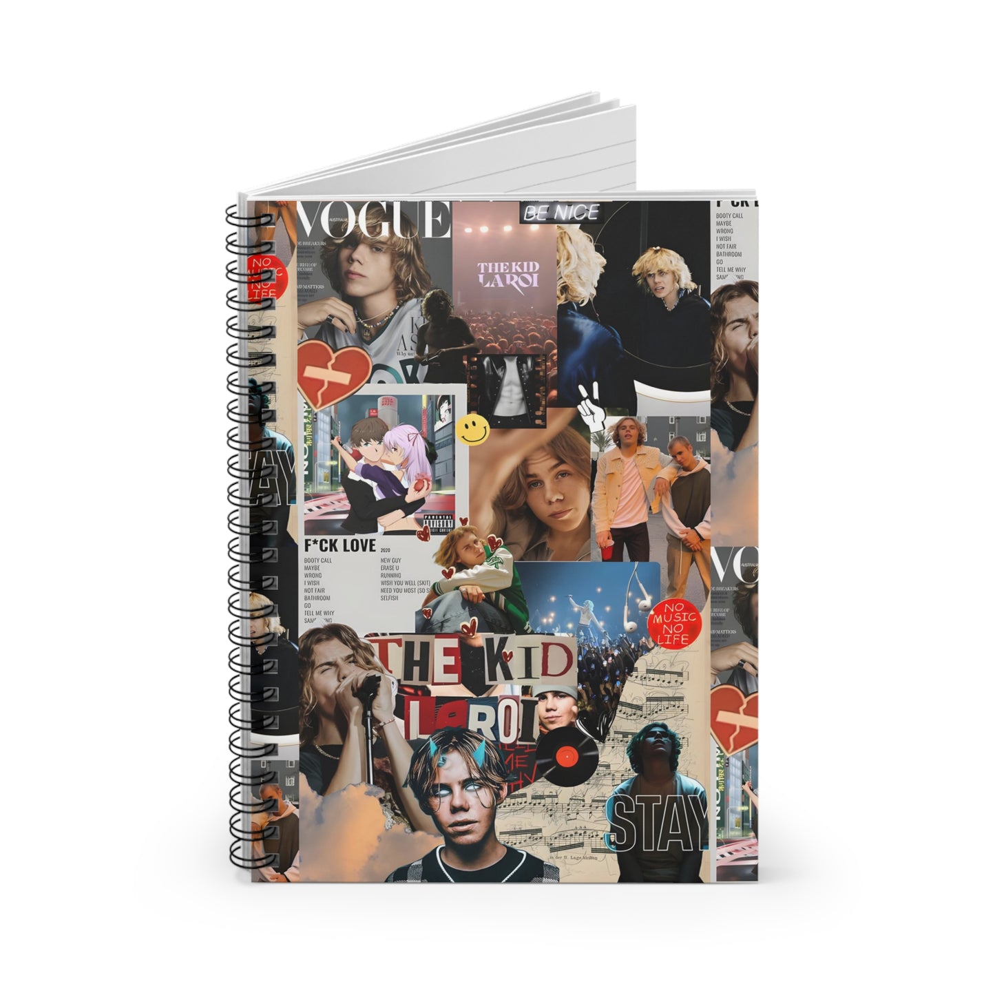 The Kid LAROI No Music No Life Collage Ruled Line Spiral Notebook