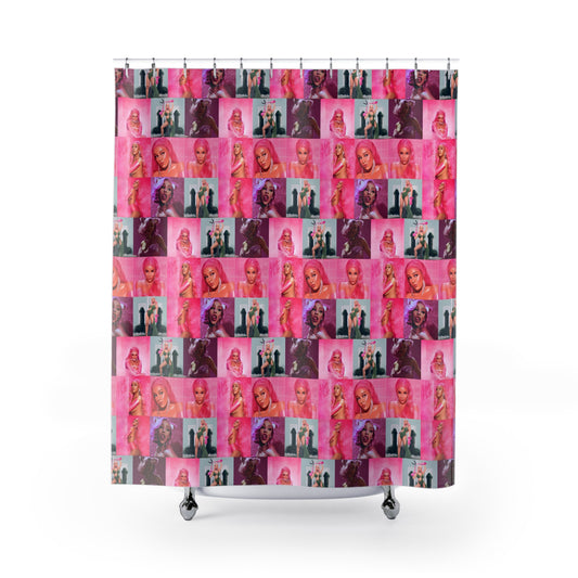 Doja Cat Hot Pink Mosaic Shower Curtain